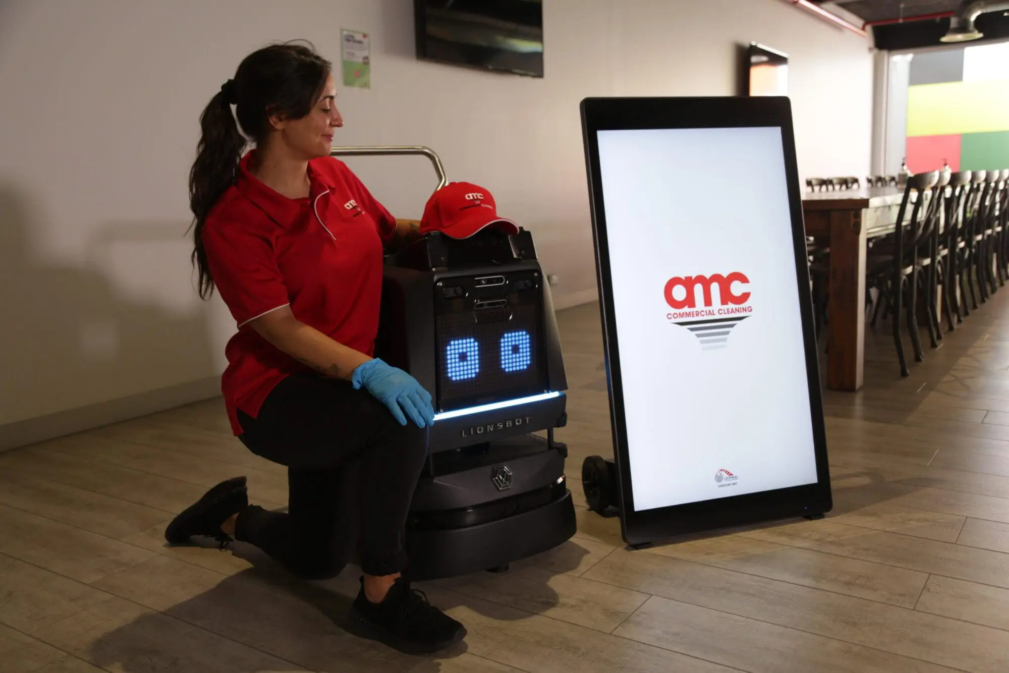 robot and cleaner in industrial site 